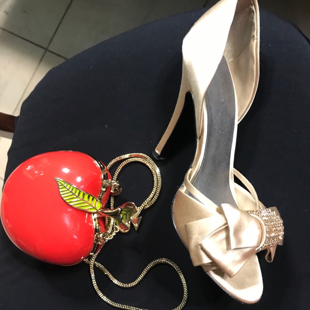 Satin gold pumps Adrienne Maloof